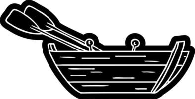 cartoon icon drawing of a wooden row boat vector