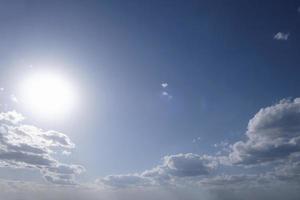 boundless expanse of the sky with cumulus clouds and rays of the sun, moments of daybreak and sunset photo