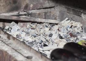 Coals in the grill, close up photo