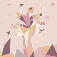 Tree with Birds Pastel Design vector