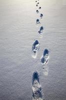 footprints on snowdrifts after walking photo