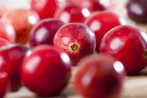 red ripe whole berries cranberries on the table photo