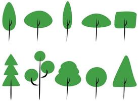 colección de ilustraciones de árboles. vector de ilustración saludable de naturaleza de árbol verde. conjunto de diferentes árboles verdes ilustración vectorial simple y minimalista