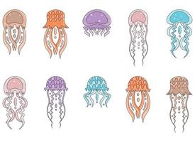 icono de dibujos animados de vector de medusas. conjunto de dibujos animados aislados icono de medusa medusa. ilustración vectorial medusas aisladas sobre fondo blanco