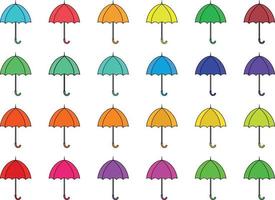 colorful Illustrations of Umbrella. Flat design of umbrella. Vector illustration set of different coloured umbrellas.