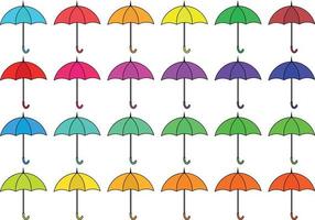coloridas ilustraciones de paraguas. diseño plano de paraguas. conjunto de ilustraciones vectoriales de sombrillas de diferentes colores. vector