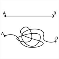 Easy and Complex solution illustration. Chaos , problem solved .Hand drawn doodle and scribble of chaos lines. vector