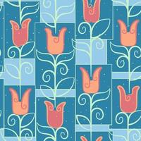 tulipanes de estilo art déco con un toque vintage y retro. patrón sin costuras ideal para reserva de chatarra, papel de regalo, papel tapiz, proyectos de diseño de productos. diseño de superficie vector
