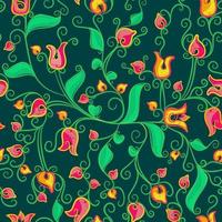 Climbing Tulips in Bloom with a fun ornamental feel. Seamless pattern. Great for scrap-booking, gift-wrap, wallpaper, product design projects. Surface design. Vector