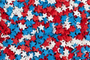 red, blue and white star shaped candies photo