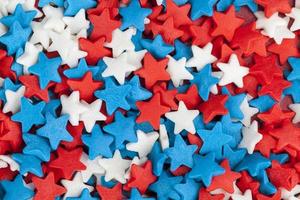 red, blue and white star shaped candies photo