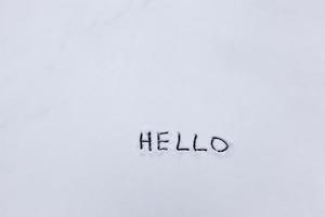 hello words drawn on the snow photo