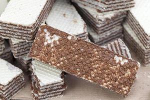 wheat waffles with chocolate filling photo