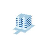 Ptwin tower long pillar building - tower, apartment, urban constructions, city scape - 3d isometric building isolated on white vector