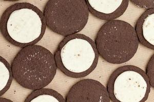 chocolate cookies with creamy cream filling photo