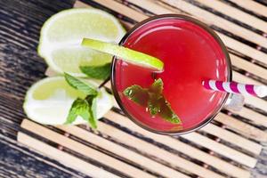 homemade watermelon juice made in the summer or autumn season photo