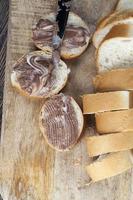 natural cocoa chocolate paste during Breakfast with baguette photo