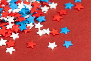 red, blue and white star shaped candies photo