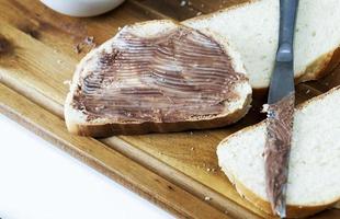 natural chocolate paste with cocoa during breakfast photo