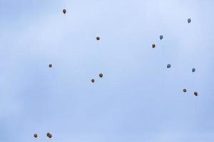 globos con helio en el cielo foto