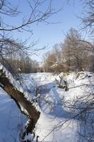 river covered with ice and snow photo