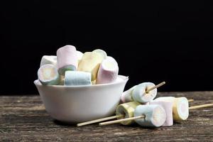 marshmallow is made in different colors of cylindrical shape photo