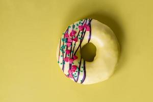 delicious doughnuts with chocolate covered filling, close up photo