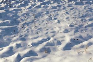 deep drifts of soft snow in the winter season photo