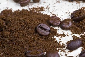 close up of coffee beans for making a real drink photo