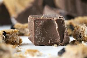 cookies with chocolate pieces inside, closeup food for desserts photo