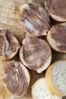 natural cocoa chocolate paste during Breakfast with baguette photo