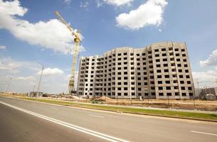 a construction site on which construction of a new multystoried house is carried out. photo