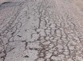 cracked road, close up photo