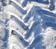 Ruts on the snow-covered road photo