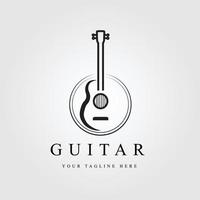 logotipo de arte de línea de guitarra, icono y símbolo, diseño de ilustración vectorial vector