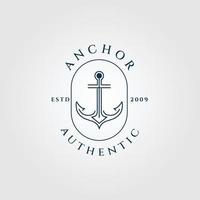 anchor linear logo, icon and symbol, with emblem vector illustration design