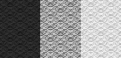 Set of black, gray, white geometric seamless patterns. 3D textures with the effect of volume extrusion. Template for wallpaper, textile fabric wrapping paper backgrounds Realistic vector illustration.