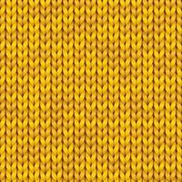 Knitting vector pattern. Knitted realistic seamless background of yellow color. Vector knit texture for wallpapers and backgrounds.