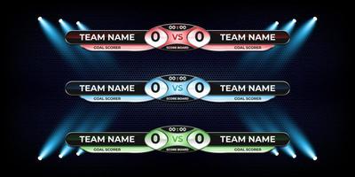 Scoreboard Broadcast Graphic and Lower Thirds Template for soccer and football vector