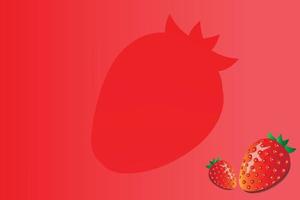 red background with sweet strawberries vector