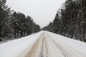 camino de invierno bajo la nieve foto