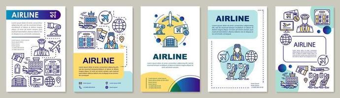 Airline brochure template layout. Air transport services. Flyer, booklet, leaflet print design with linear illustrations. Vector page layouts for magazines, annual reports, advertising posters