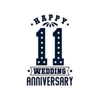 1 Anniversary celebration, Happy 11th Wedding Anniversary vector