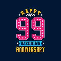 feliz celebración del 99 aniversario de bodas vector