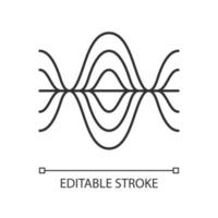 Voice recording linear icon. Thin line illustration. Vibration, noise level, frequency curves. Audio volume, frequency. Music player. Contour symbol. Vector isolated outline drawing. Editable stroke