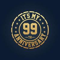 es mi 99 aniversario, celebración del 99 aniversario de bodas vector