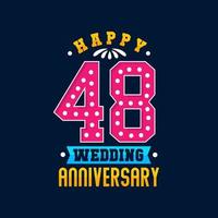 Happy 48th Wedding Anniversary celebration vector