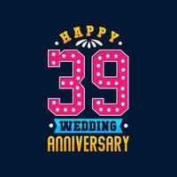 feliz celebración del 39 aniversario de bodas vector