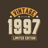 Vintage 1997 Limited Edition. 1997 Vintage Retro Birthday vector