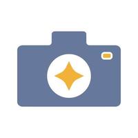 Camera enhance glyph color icon. Silhouette symbol on white background with no outline. Photography. Photo camera. Negative space. Vector illustration